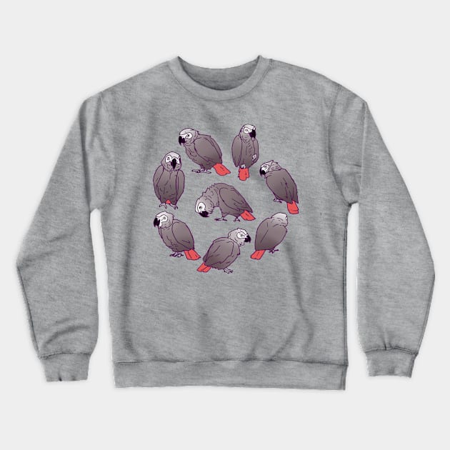 African Grey Parrot Flock Crewneck Sweatshirt by Einstein Parrot